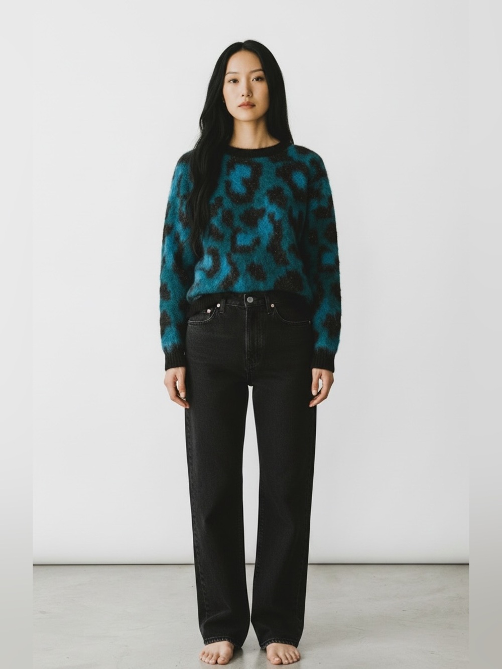 Maje Mohair Wool blend cheetah leopard animal print Indie Sleeze sweater large